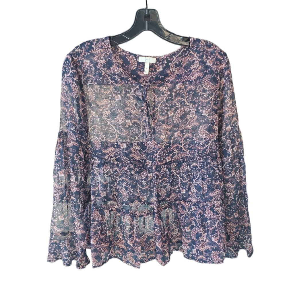 Joie Silk Long Sleeve Boho Bohemian Top. Size M. EUC